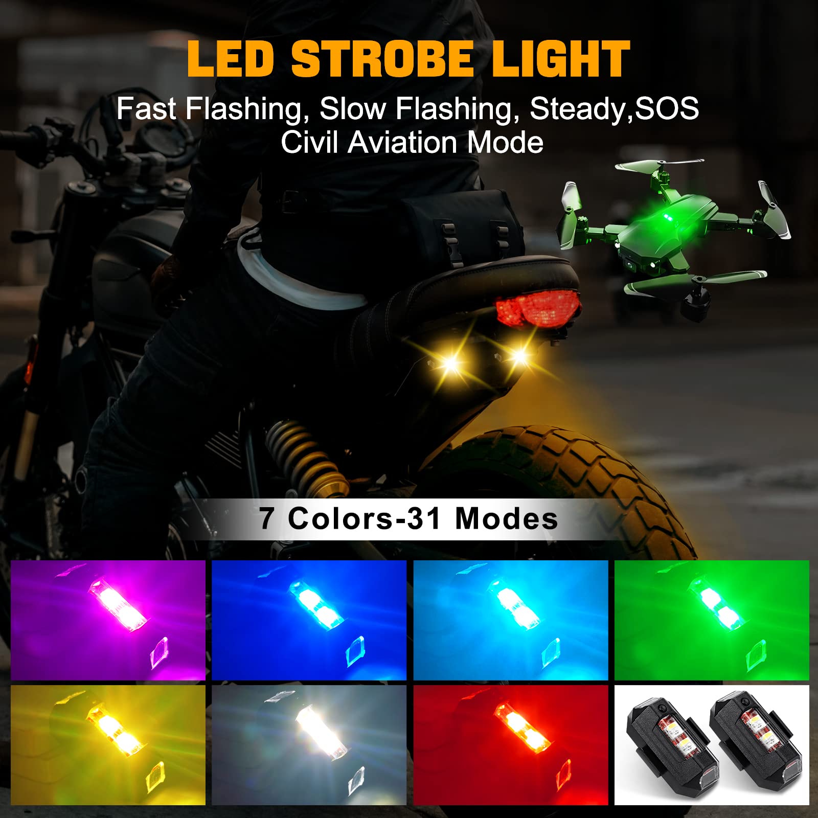 Motorcycle Lights Drone Strobe - đánh giá và giá Drone Strobe Light