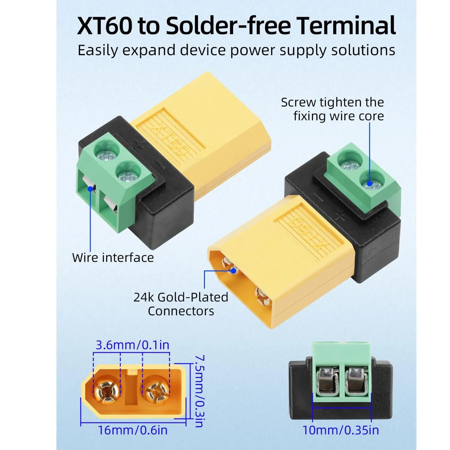 Solderless 2 Pin to XT60 Male  - đánh giá và giá Drone Solar Charger